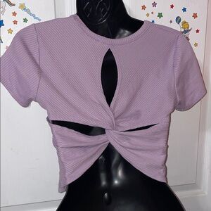 Sexy back twist ties lavender crop top